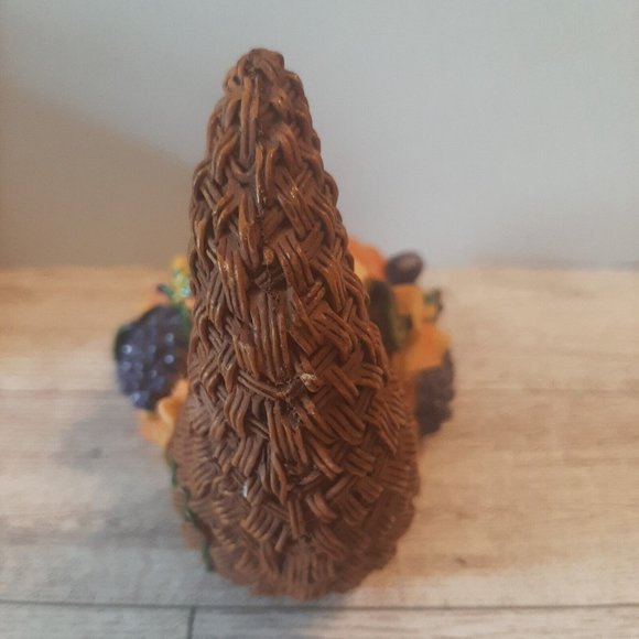 K's Collection Thanksgiving Cornucopia Pumpkin Gourds Grapes 3 1/2" tall - Picture 6 of 9